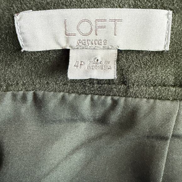 Women's Ann Taylor Loft Olive Green Faux Suede A-Line Mini Skirt Size 4 Petite - Picture 4 of 8